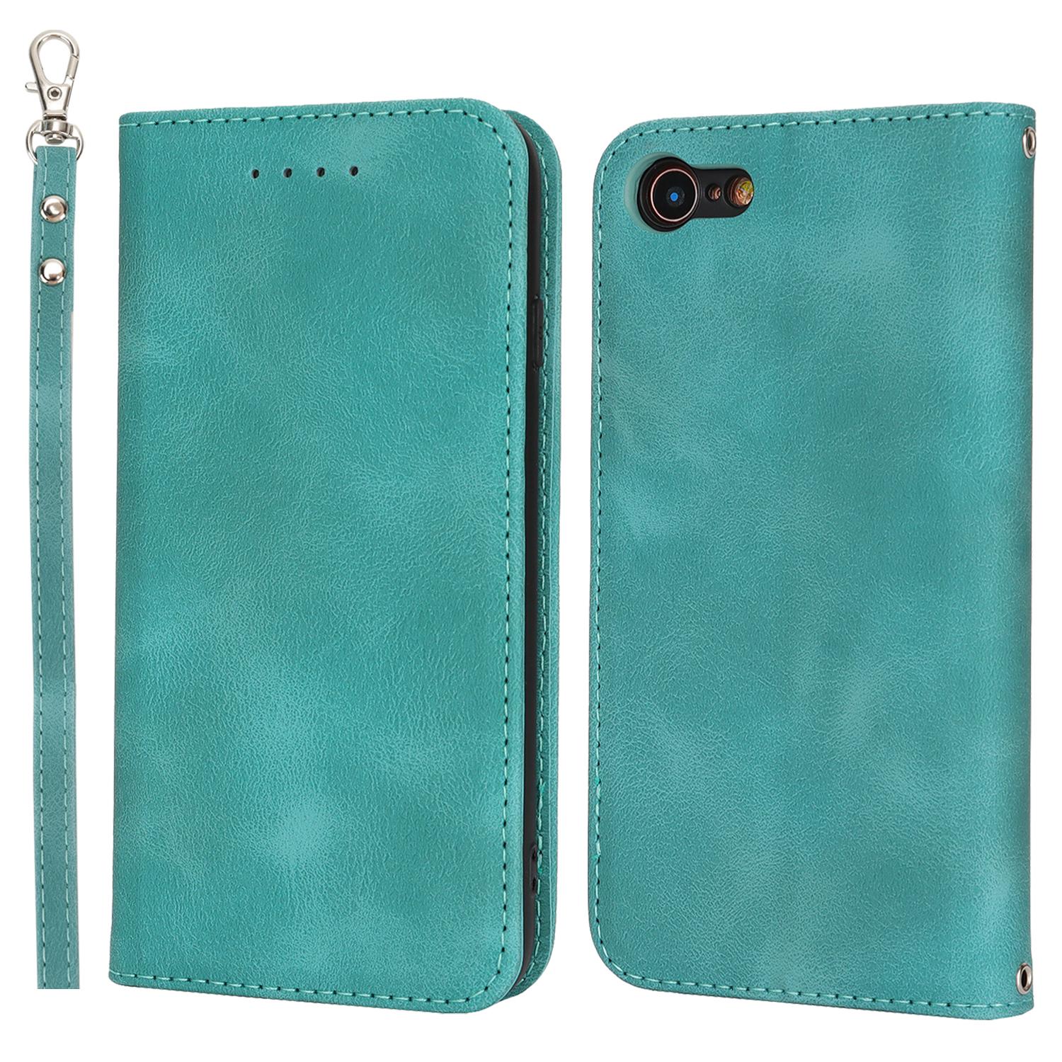 

For iPhone SE (2022)/(2020)/8/7 Stand Case Magnetic Closure Skin Touch Leather Flip Phone Cover with Wallet G