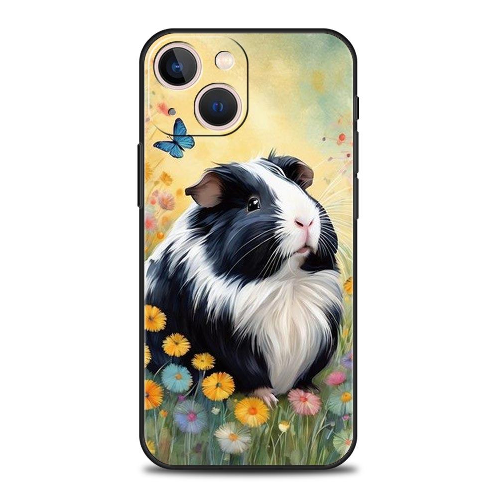 Capa de Celular Fofa de Porquinho da Índia Cavy Para iPhone 16e 15 14 13 12 11 Pro Max XS X XR SE 7 8 Plus Capa iPhone 16 Capa Macia de TPU