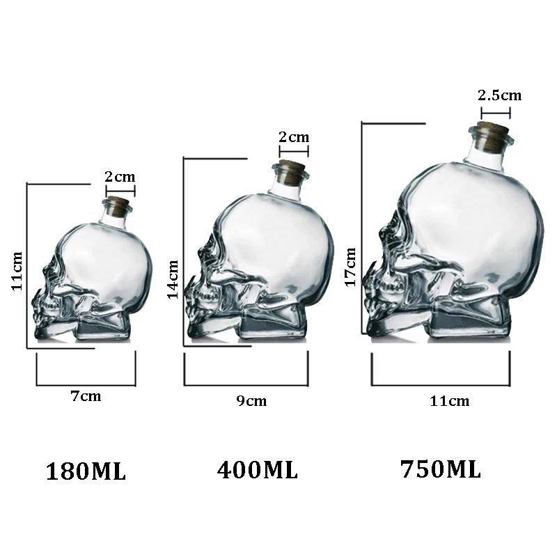 100-750ML Creativity Glass Skull Head Cup Vodka-Shot Whiskey Wine Drinking Bottle Decanter Drinkware Bar Tools Halloween Gifts