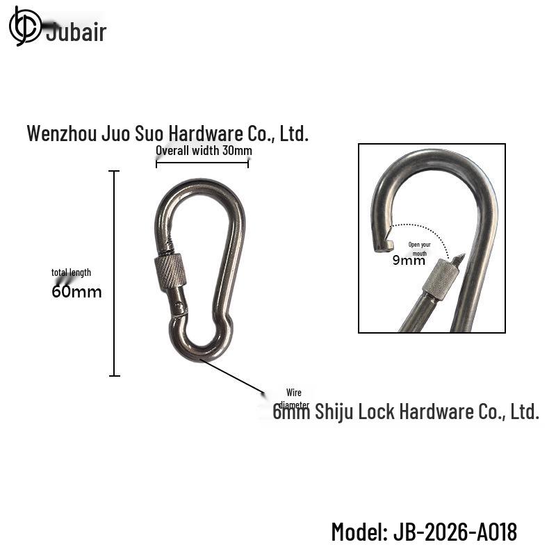 304 Stainless Steel Screw Lock Carabiner Snap Hook Connector