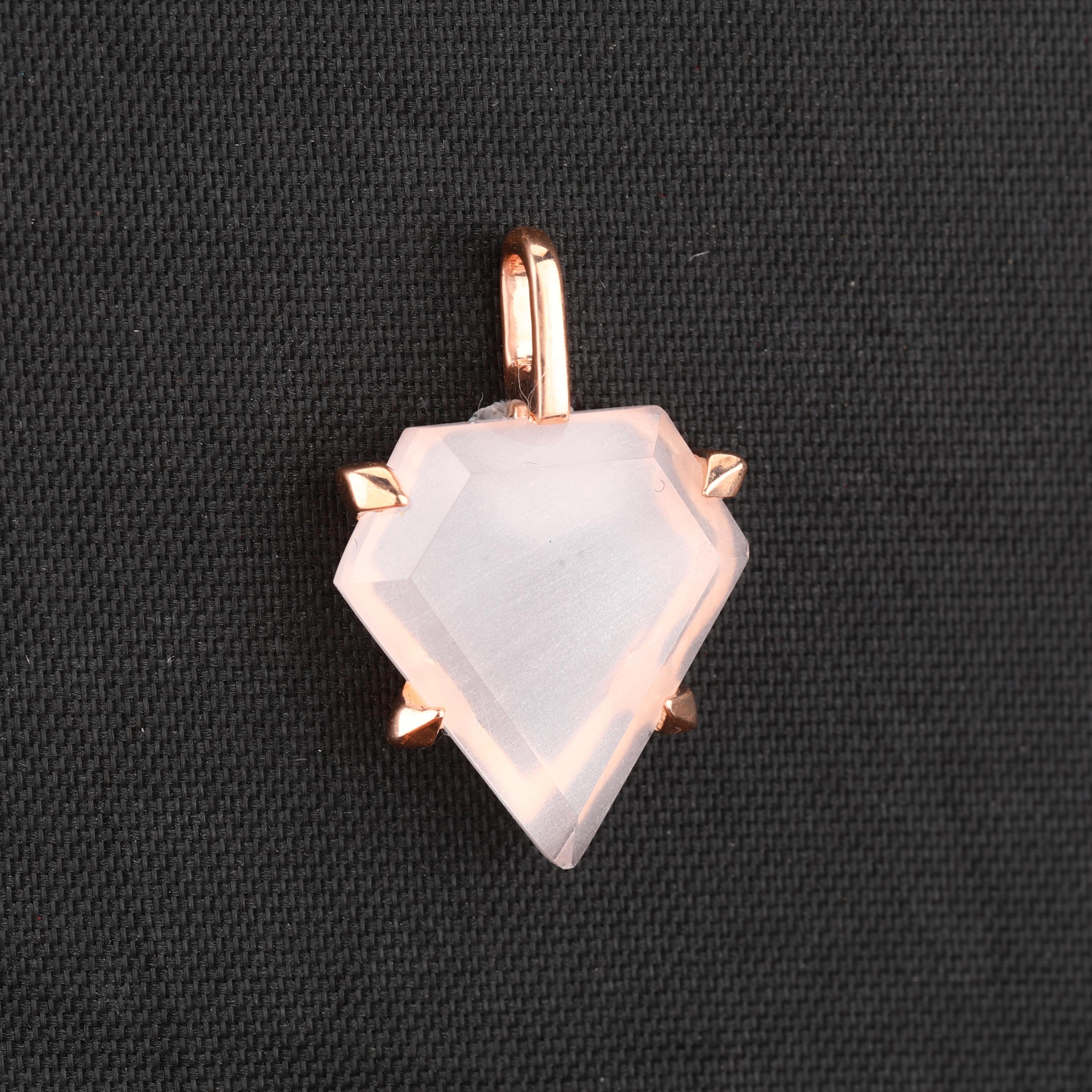 

Rose Quartz Pentagon Pendant 925 Sterling Silver Gold Rose Gold Rhodium Fine Jewelry Gift for Her рожевий колір золота