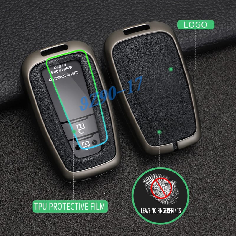 Metal Leather Car Key Fob Case Cover Keychain For Toyota Highlander Rav4 Camry Chr Corolla Kluger Prius 4Runner Mirai 86