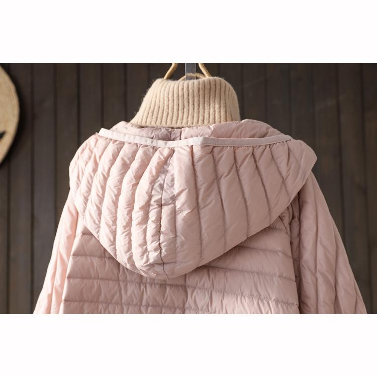 Women Down Jacket Hood Over Size Loose Casual Autumn Winter Outwear Coat