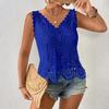 Sleeveless Crochet Lace V Neck Tank Top for Women Floral Pattern Scalloped Hem Casual Loose Fit Summer Blouse Shirt