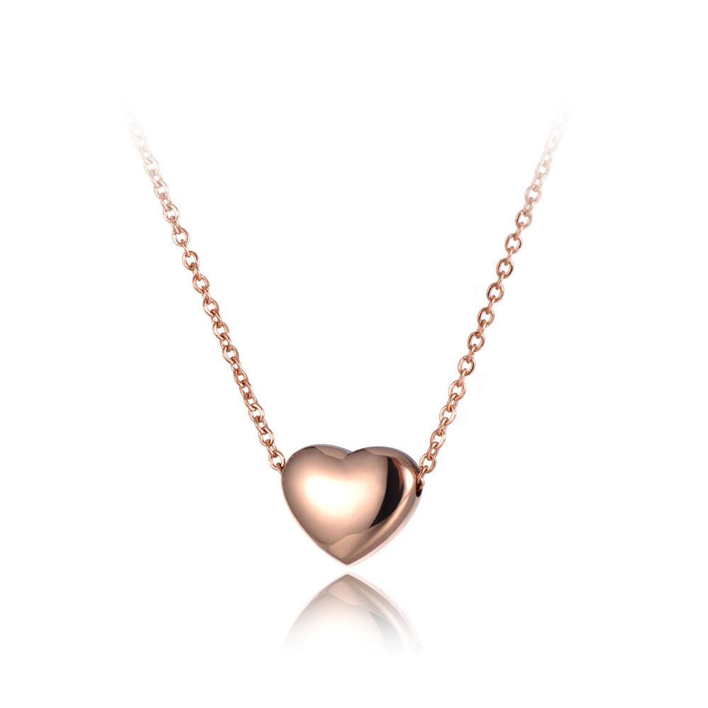 Lokaer Titanium Stainless Steel Love Heart Pendant Necklace Jewelry Rose Gold Color Chain Link Wedding Necklace for Women
