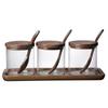 Glass Seasoning Jar Set with Acacia Wood Lid & Spoon