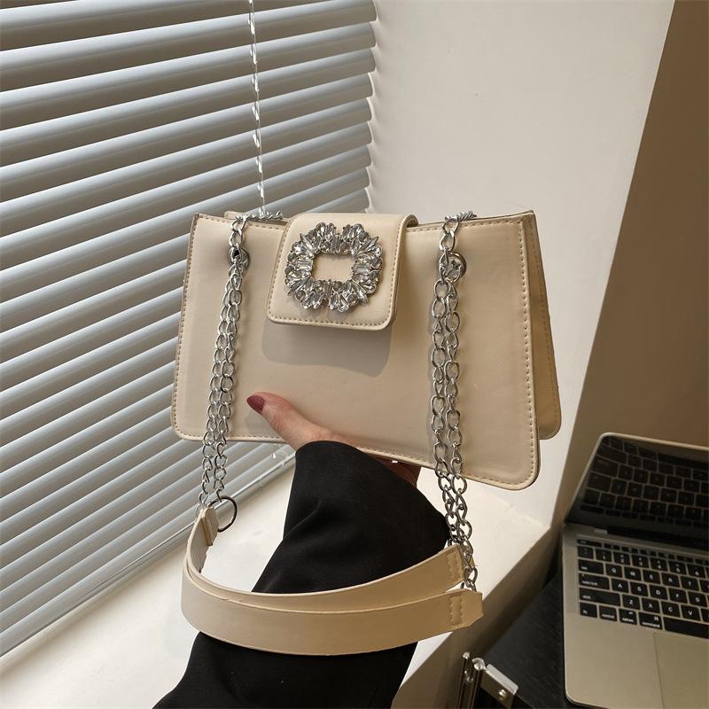Diamond-encrusted Small Square Bag Women's Bag Summer New Fashion Light Luxury Shoulder Bag Commuter Chain Messenger Bag