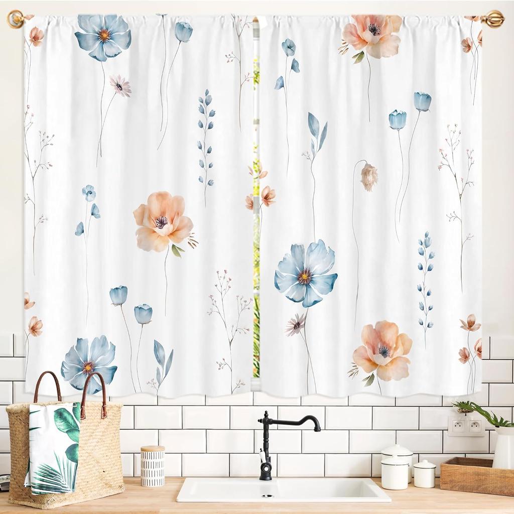 Purple Floral Butterfly Lilac Window Curtains Spring Flower Summer Girls Nature Garden Plant Drapes Treatment Curtain Polyester With Rod Pocket