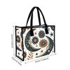 Boho Moon Floral Printed Canvas Tote Bag Casual Portable Shopping Handbag for Daily Use