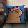 Cute Kicapara Cartoon Cushion Cover Natural Linen Organic Fabric Double-Sided Printing Sofa Home Decor Gift Pillow Case