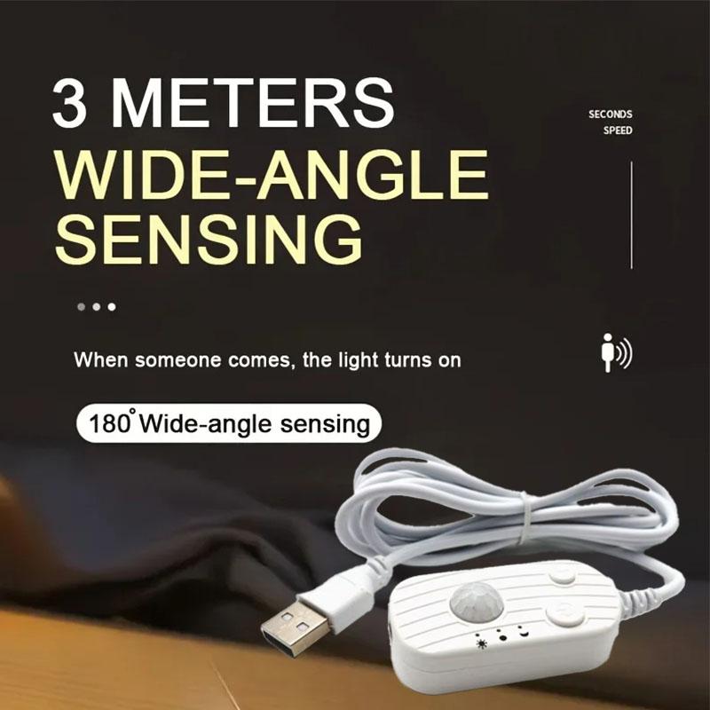 Smart USB Motion Sensor Night Light Controller PIR Auto ON/OFF Switch with 3 Modes for LED Strip Tape Lamp Bedroom Wardrobe Cabinet Stairs Decor