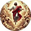 Metal Round Jesus Religious Wall Art, Angel Decor for Christian Home Living Room