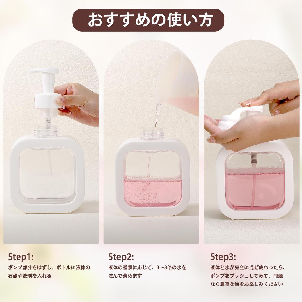 Segbeauty Foaming Shampoo Set of Square with Large Easy Suitable for Laundry Dish Dispenser, 2, 500ml, Shape, Stickers. Capacity, Leak-Proof,