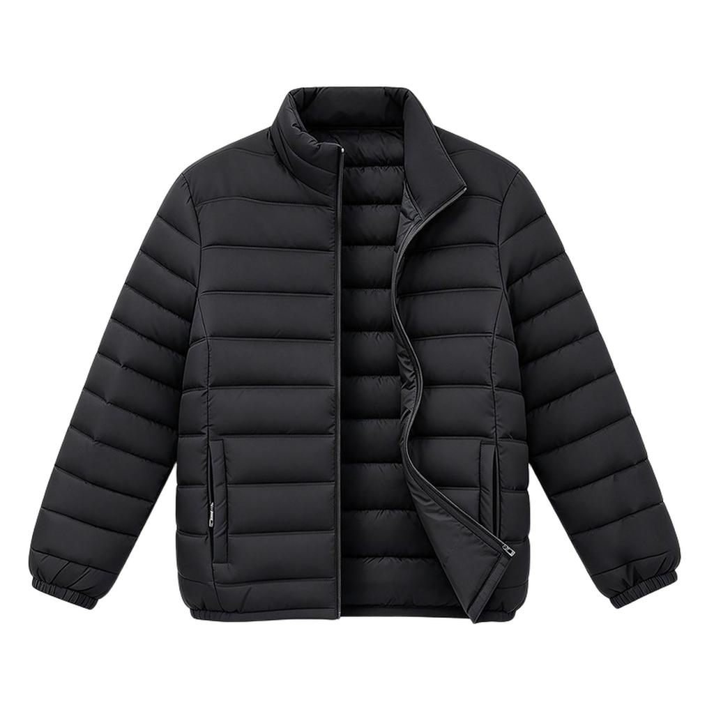 Men's Lightweight Quilted Padded Jacket with Stand Collar Warm Winter Coat Loose Fit Outerwear