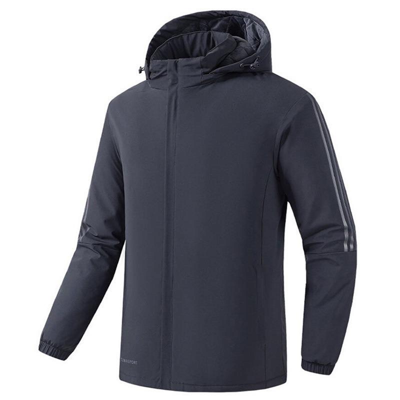 Men's New Three-bar Velvet Cotton-padded Jacket, Large-size Water-proof Warm Cotton Clothes Can Be Printed with OO.