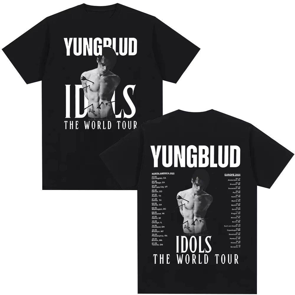 Y2K Harajuku Tee Yungblud IDOLS The World Tour 2025 T Shirt Hip Hop T-shirts Casual Cotton Oversized T Shirt Streetwear Unisex