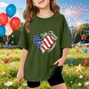 Kids Short Sleeve T Shirt Independence Day Graphic Tee Faith Family Freedom Printed Top Casual Fit Comfortable Fabric