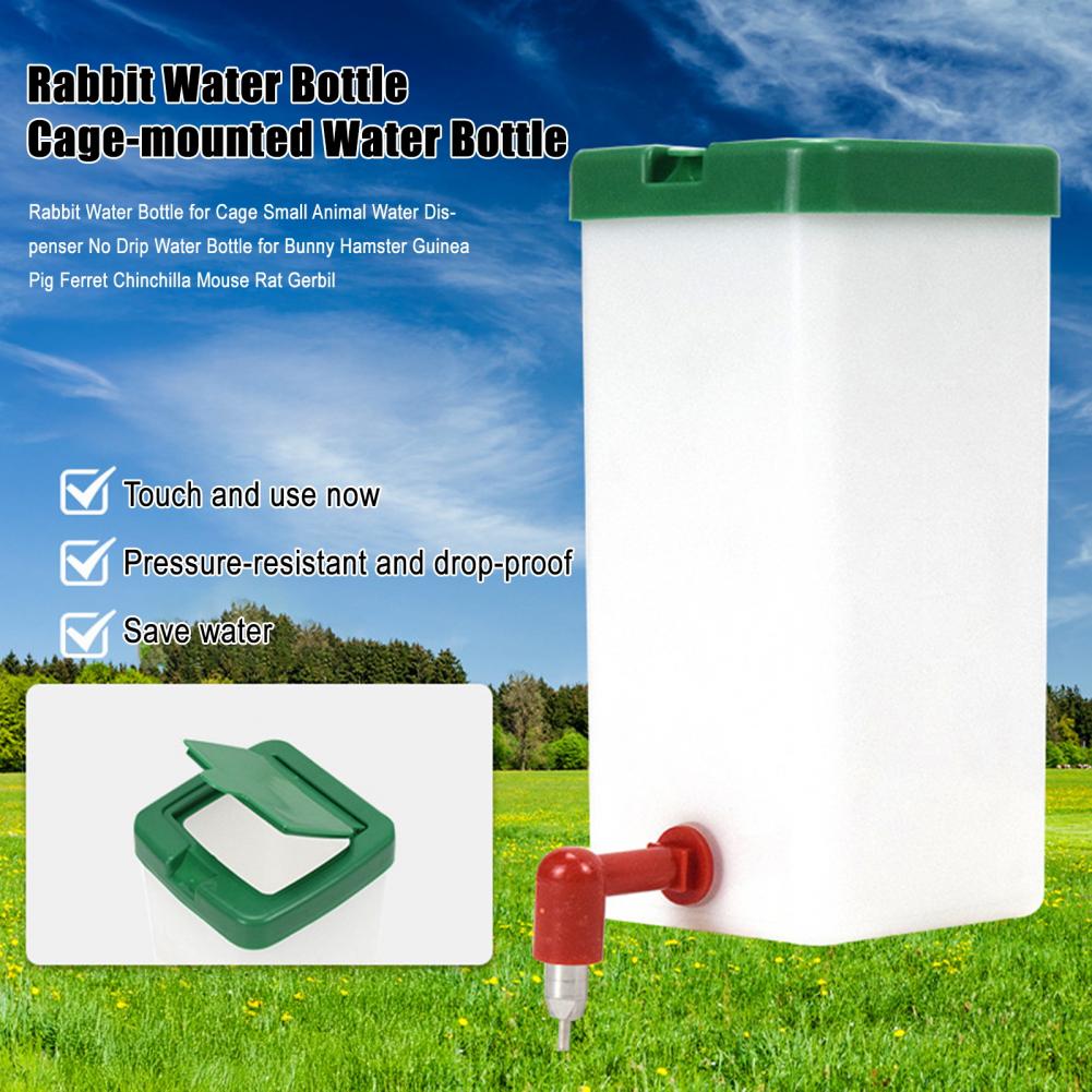 Rabbit Water Bottle for Cage Small Animal Water Dispenser No Drip Water Bottle for Bunny Hamster Guinea Pig Ferret Chinchilla