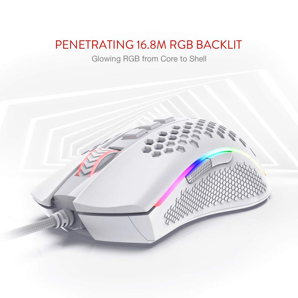 Redragon M808 Storm Lightweight RGB Gaming Mouse with 85g Ultra-Light Shell - 12,400 DPI Optical Sensor - 7 Programmable Buttons - Accurate