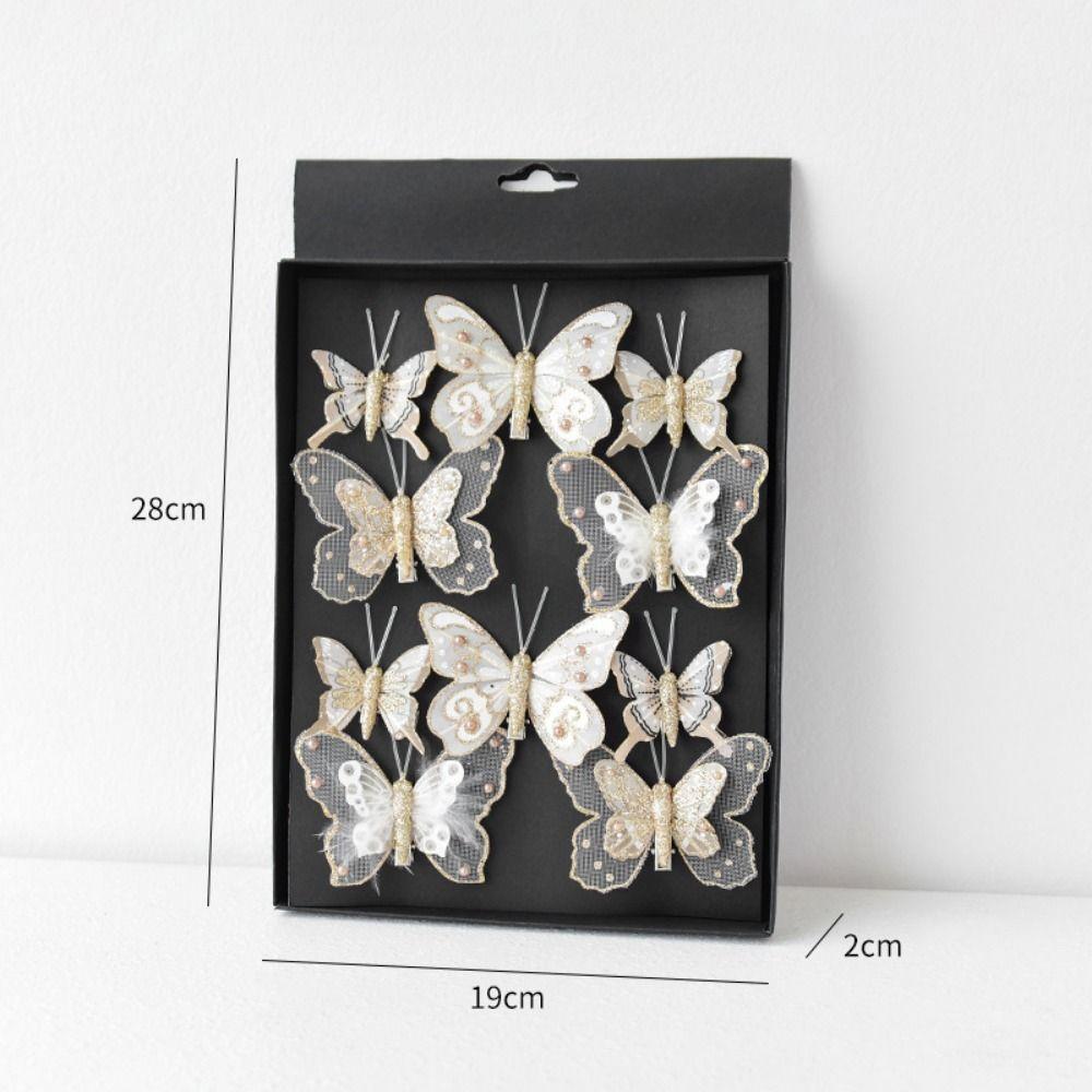 10PCS Multicolor Christmas Ornament Gold Powder with Clip Christmas Tree Decoration Accessories Shopwindow Glitter