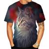 Cute Cat Pattern 3D Printed Adult Round Neck Fun Pet Unisex Short Sleeved T-shirt