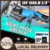 18V 100N.m Rechargeable Cordless Electric Wrench Right Angle Wrench with 2 Battery Charger Kit Ratchet Wrench Repair Tool