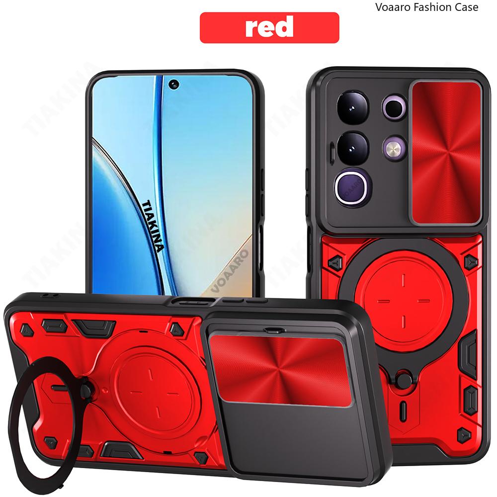 Slide Lens Armor Funda for Vivo Y29 4G Global Case for Vivo T4X 5G India Y300t China Case Magnetic Ring Kickstand Holder Cover