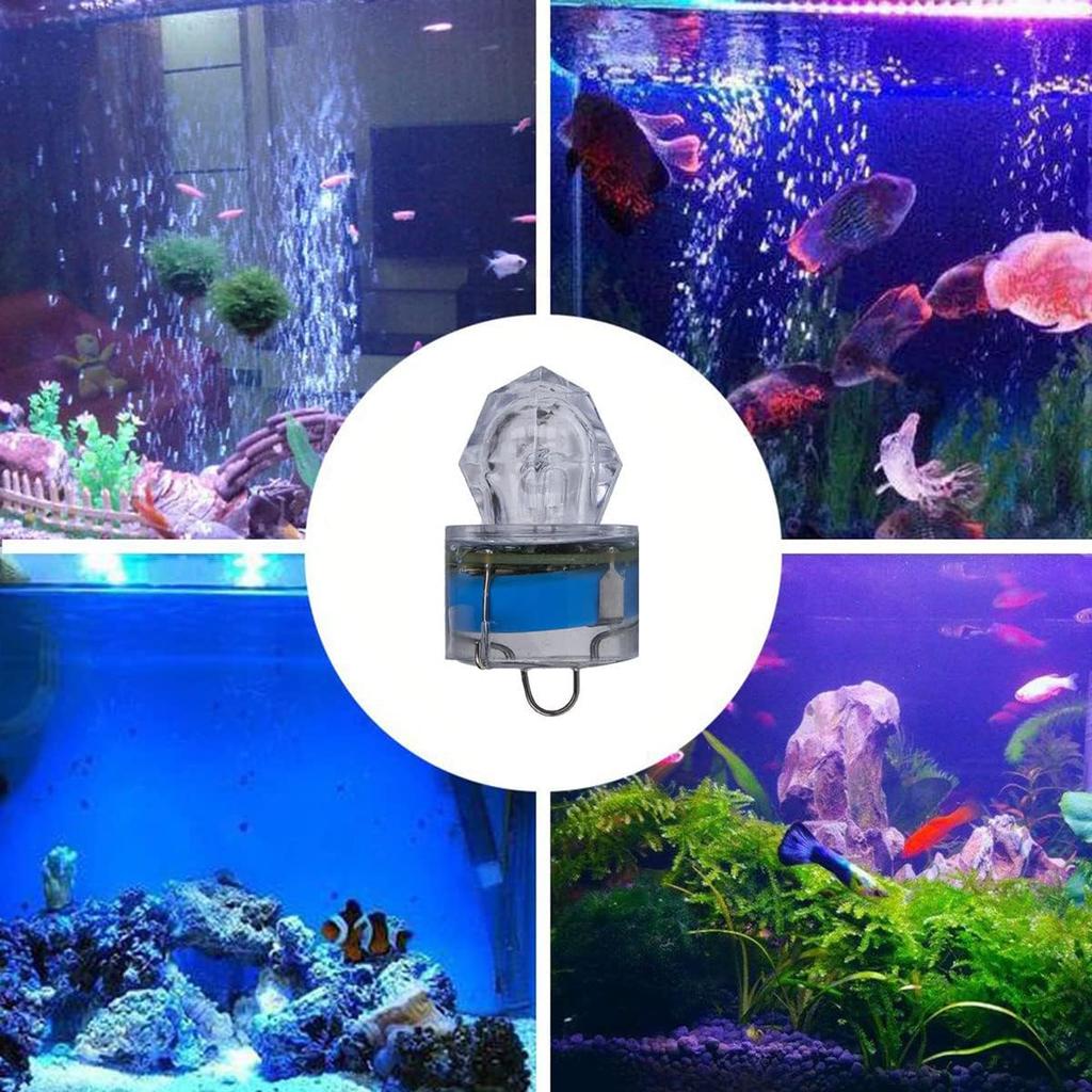 LED Fishing Light (10-Pack) Underwater Deep Drop Lights Waterproof Diamond Tubular Underwater Fishing Lure Blue Light Attractants for Tuna Swordfish