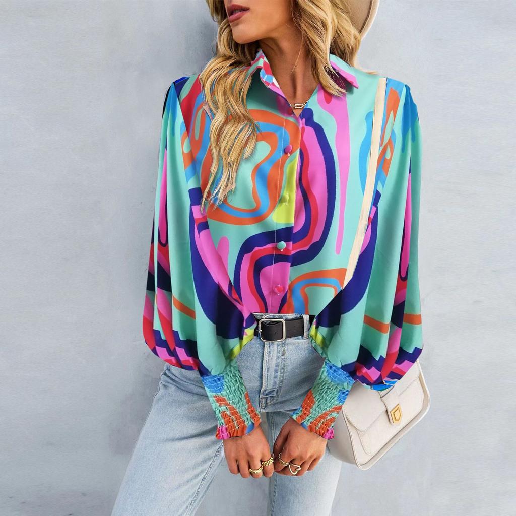 Spring and Autumn Women's New Fashion Printed Versatile Casual Long Sleeve Shirt