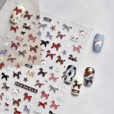 Cute Cartoon Stylish Horse Nail Art Sticker 3D Self Adhesive Manicure Decal Nail Sticker Manicure Decoration For Girls
