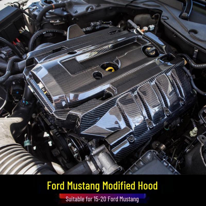 Carbon Fiber Engine Hood Cover for 2015-2022 Ford Mustang