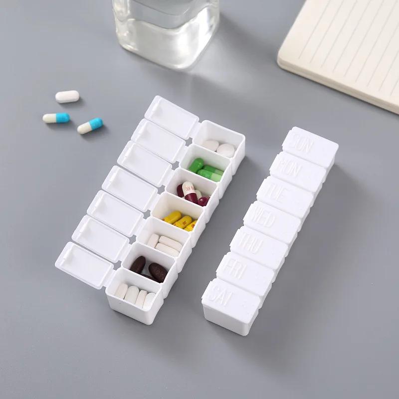 1 Stuk 7 Dagen Mini Medicijndoos Wekelijkse Tablet Houder Opberg Organizer Container Doosje 7 Vakjes Verdelers Draagbare Afgesloten Pillendoosje