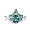 New European and American luxury green zircon ring Fashionable engagement ring with emerald gemstone