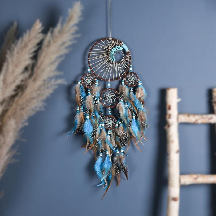 Traumfänger mit Feder Türkisperlen Indisches Wandbehang Schmuck Autoanhänger Schmuckstücke Heimdekoration Handwerk