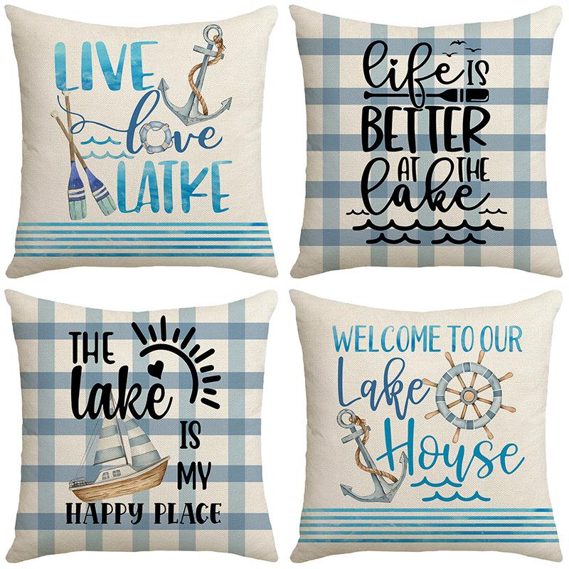 Modern Simple Cushion Fabric Sofa Pillow Nordic Style Living Room Office Nap Blue Ocean Pillow
