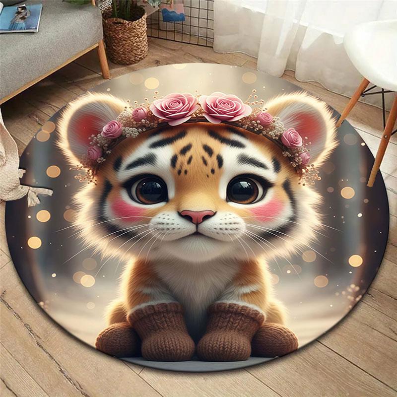 

Cute pets Round Area Rug,Carpet Rug for Living Room Bedroom Sofa Playroom Decor,Non-slip Floor Mat 80cmx80cm