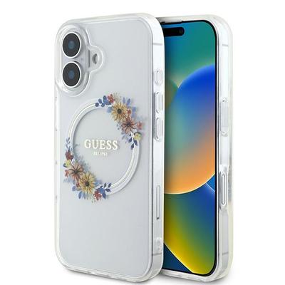Etui Do iPhone 16 Plus Guess Transparent MagSafe Flowers