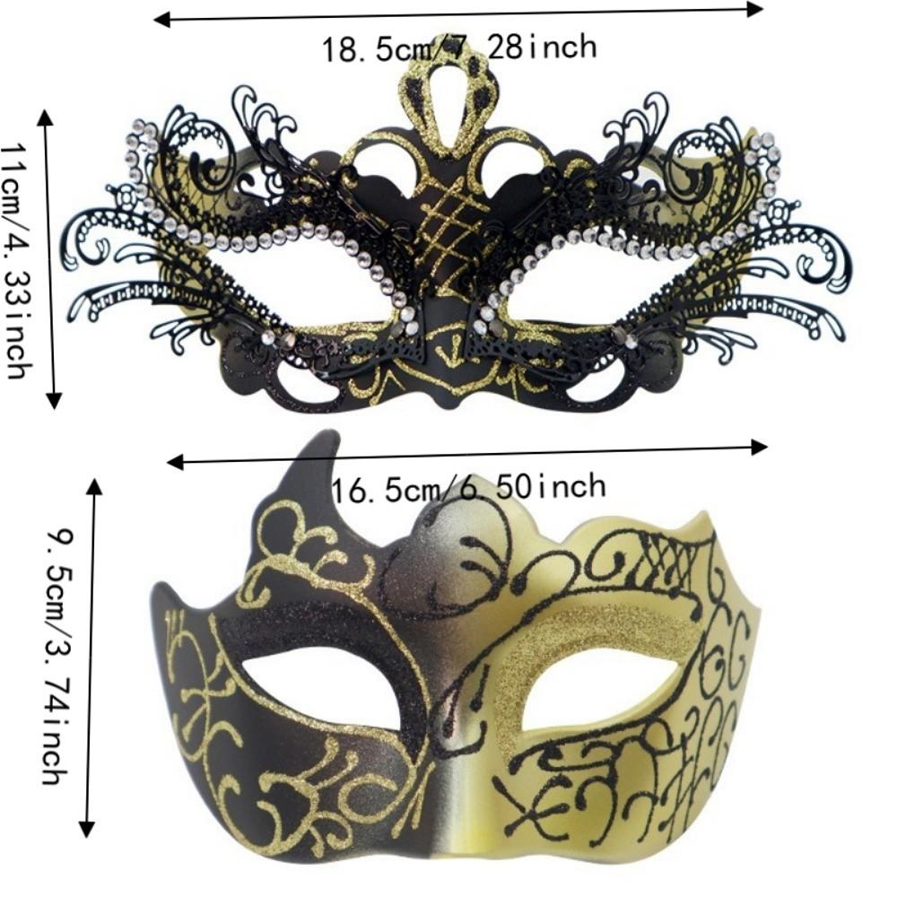 2 Stück Spitzenbemalte Maske Farbverlauf Glitzer Augenmaske Gotisches Elegantes Halbgesichtsmasken-Set Maskenballparty