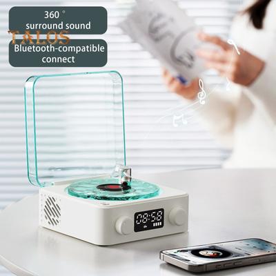 Stroj s bílým šumem a noční lampou Retro gramofon ve tvaru dobíjecího reproduktoru kompatibilního s Bluetooth Stolní budík