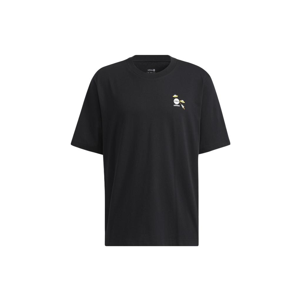 Adidas Neo Letter Print Sports T-Shirt Couples Edition Unisex Tops Black HC9748