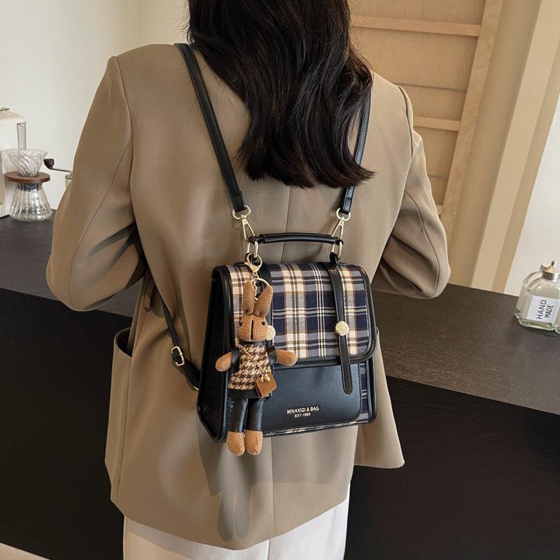 Retro Contrasting Color Fashion Student Bag New Trend Casual Backpack Niche High-end Texture Versatile Women's Bag