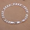 Fine 925 Silver Bracelets 6-8mm Women Men Chain Wedding Fashion Top Quality Silver Jewelry Figaro 20cm