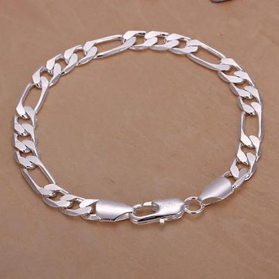 Fine 925 Silver Bracelets 6-8mm Women Men Chain Wedding Fashion Top Quality Silver Jewelry Figaro 20cm
