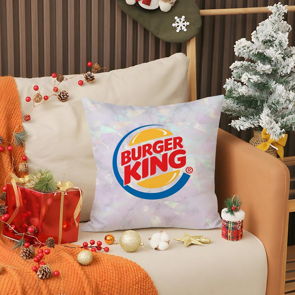 Food b-Burger King Pillow Case Anti-dustmite Pillow Invisible Zipper Silky Short Plush Sofa Cushion Cover