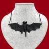 Gothic Black Bat Necklace for Halloween Party