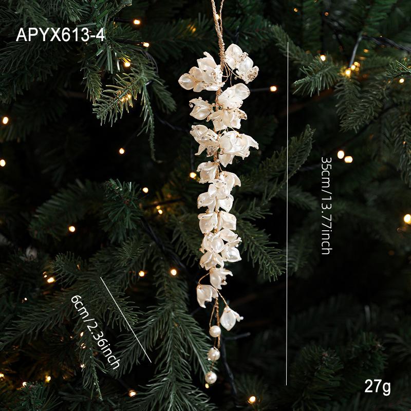 Christmas Tree Pendants Glitter Transparent Acrylic Beads Drop Pendant Petal Beading Ornaments Home Xmas Party DIY Decoration