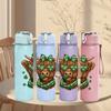 1PC St Patrick Highland Cow Art 750ml Color Plastic Sports Water Bottle Leakproof Flip Straw Lid Suitable for Sports Office Home Use