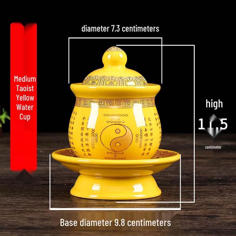 Coppa per Acqua per Altare Buddista in Ceramica di Loto con Mantra della Grande Compassione - Tazza per Offerte a Guanyin