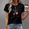 Summer Round Neck 3D Facial Depiction Pattern Print Top Fashionable Casual Short Sleeved Women's T-shirts