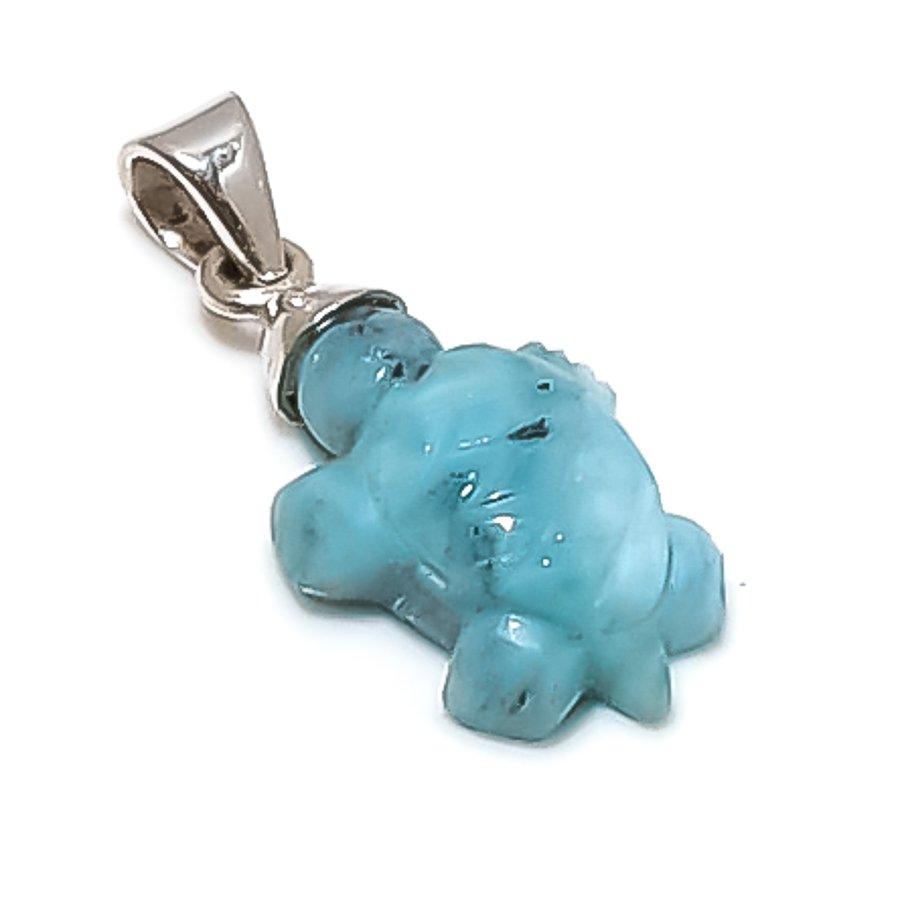 

Natural Larimar Gemstone Handmade 925 Sterling Silver Jewelry Pendant 1.10 v0c20